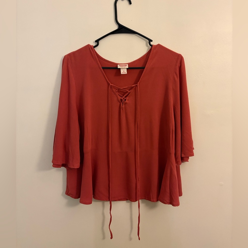 Coral pink flowy blouse